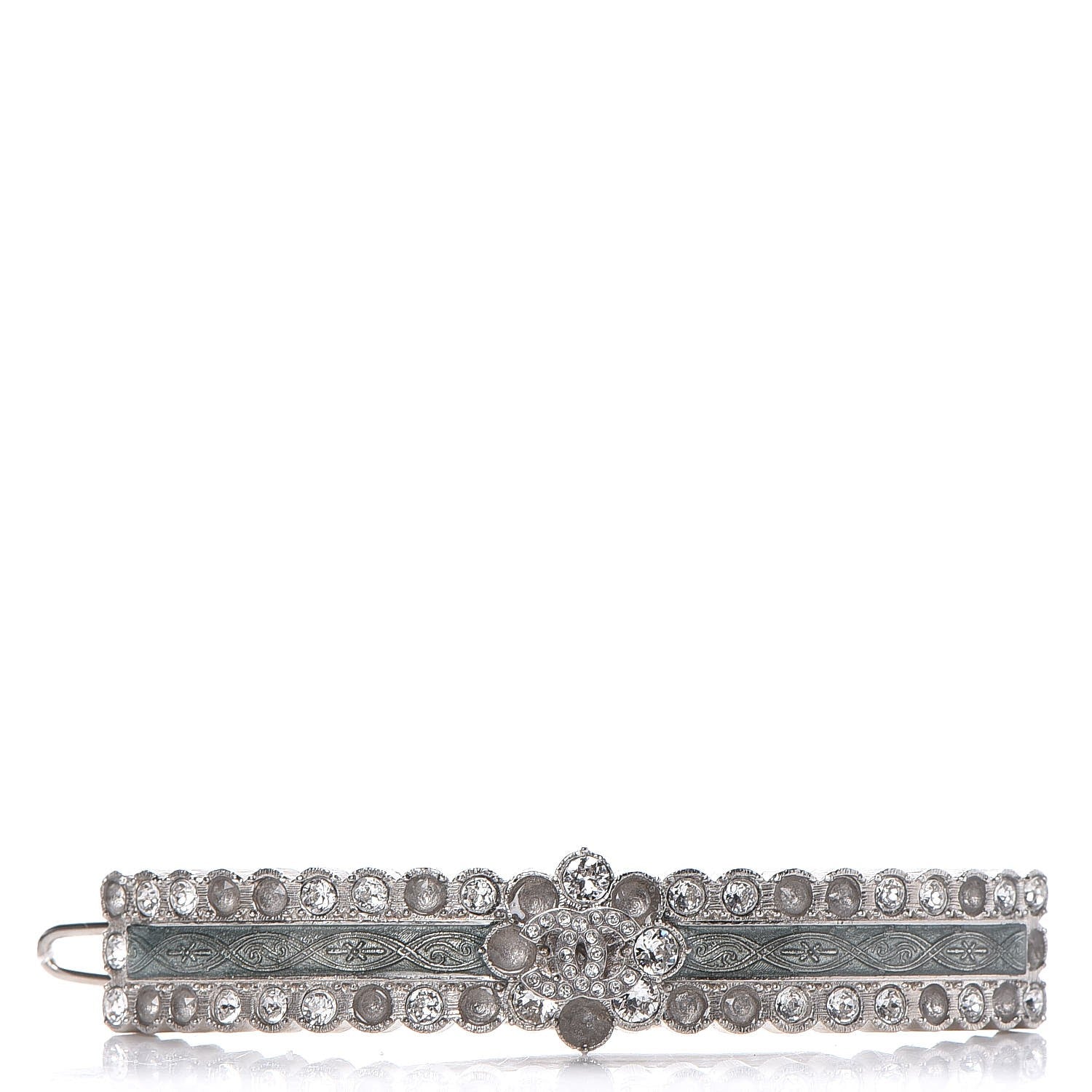 Chanel Crystal CC Hair Pin Silver 1 of 5