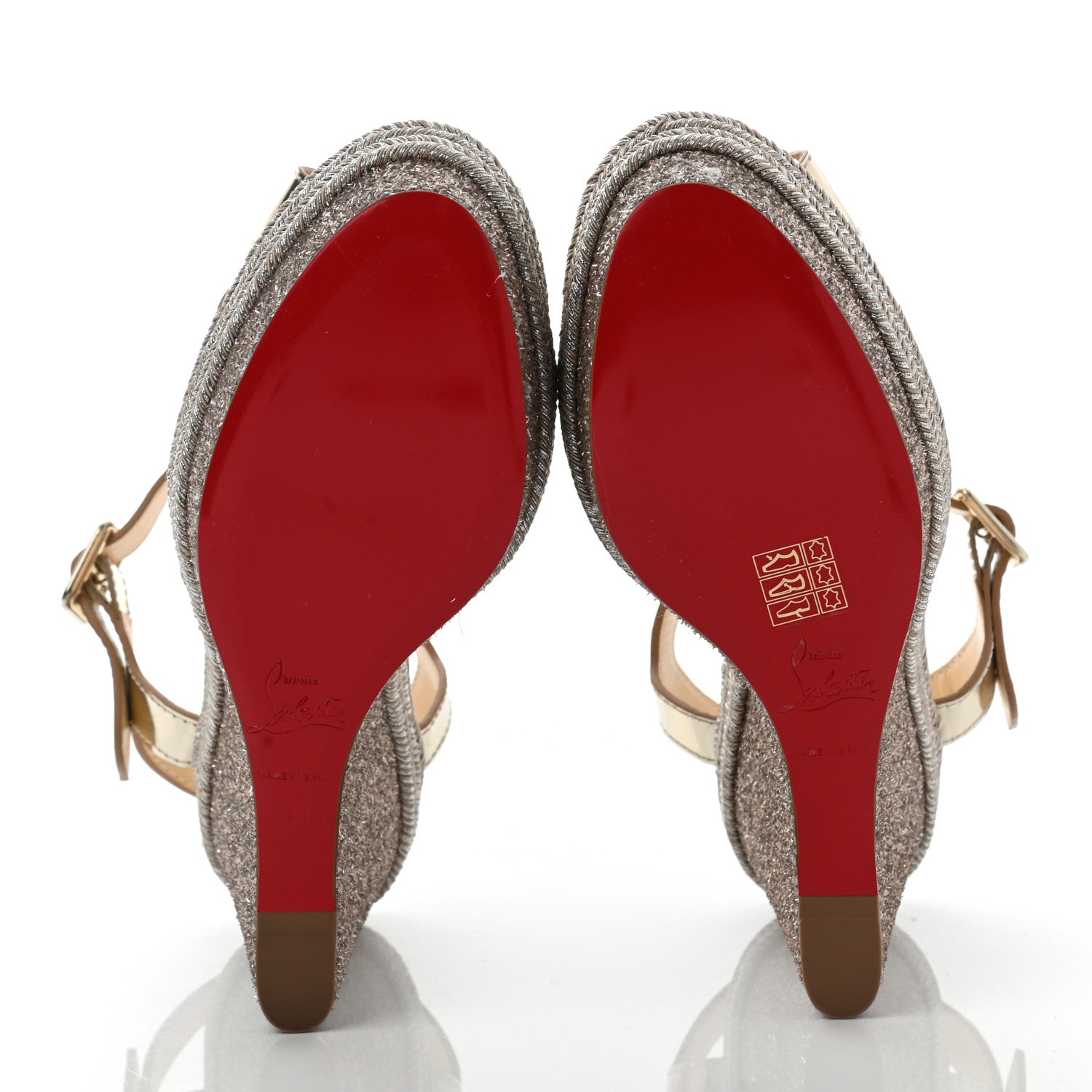 Christian Louboutin Metallic Calfskin 110 Wedge Sandals 41 Platinum 5 of 8