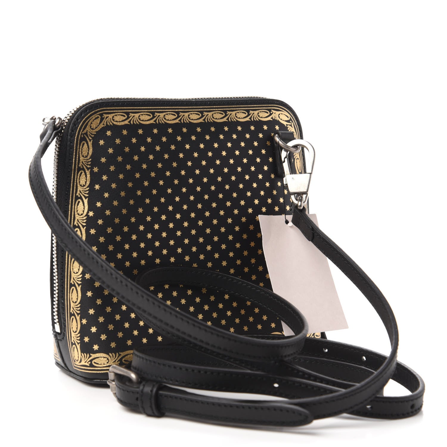 Gucci X SEGA Calfskin GUCCY Stars Mini Dome Shoulder Bag Black Gold 3 of 10