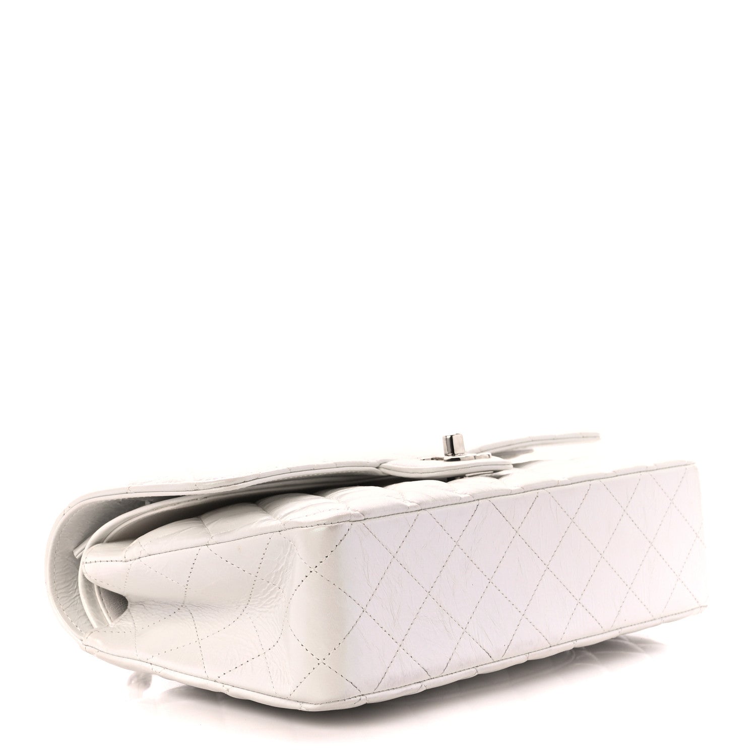Chanel Iridescent Crumpled Calfskin Quilted Medium Double Flap White 4 of 12
