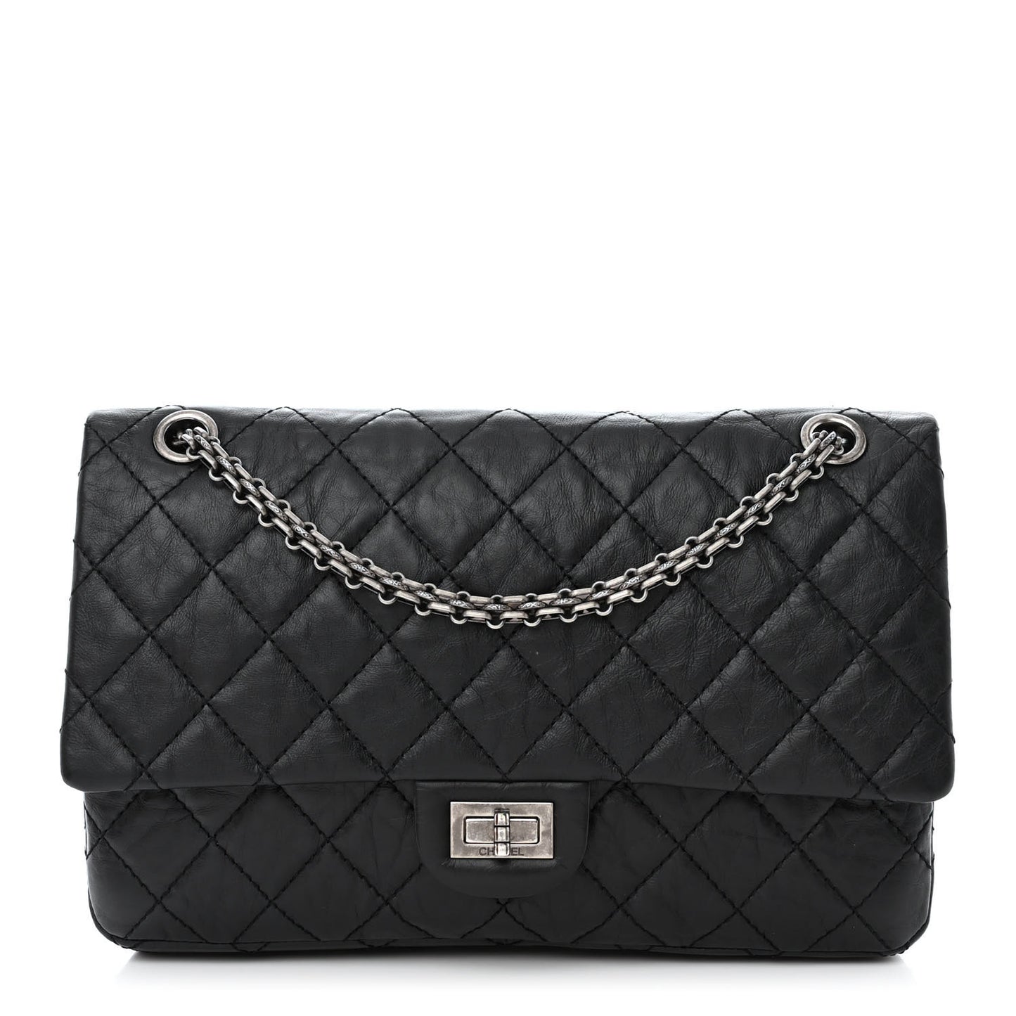 Aged Calfskin Quilted 2.55 Reissue 226 Flap Black