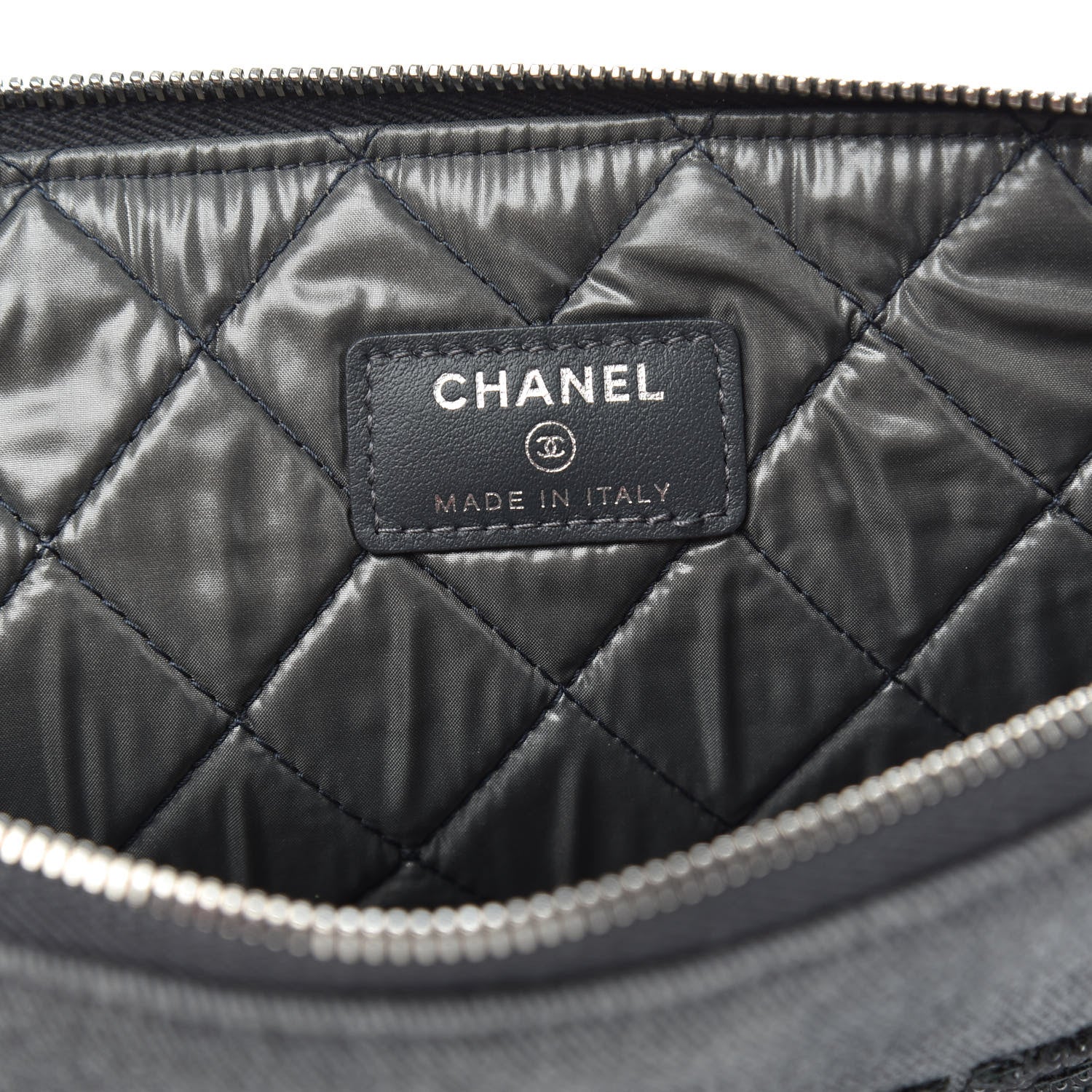 Chanel Canvas Sequins Medium Deauville Cosmetic Pouch Grey 6 of 9