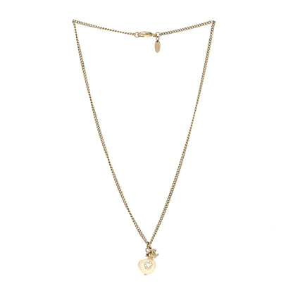 Chanel Pearl Crystal CC Heart Necklace Gold White 3 of 5