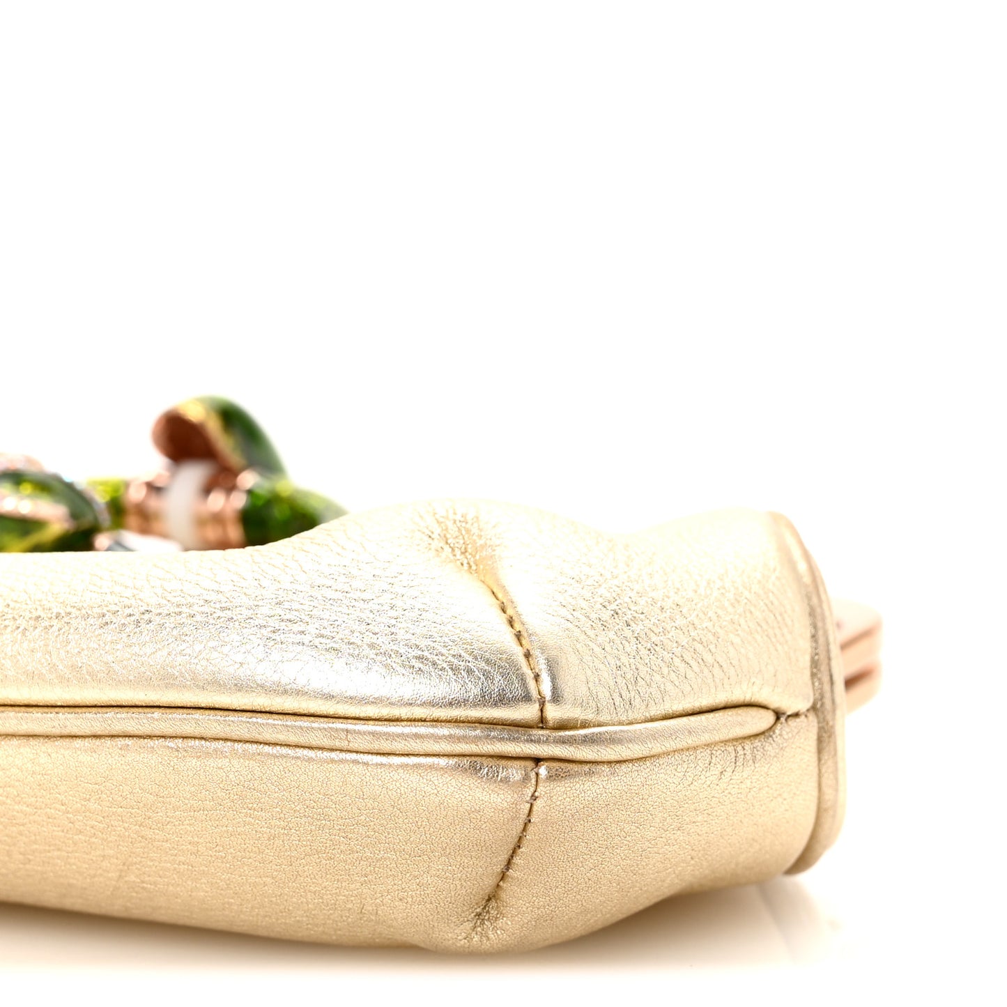 Metallic Calfskin Jeweled Dragon Evening Bag Gold