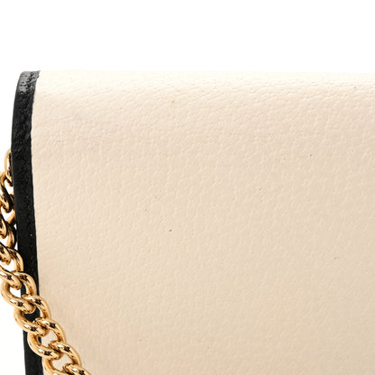 Gucci X ADIDAS Textured Dollar Calfskin Trefoil Embossed Wallet On Chain Off White Black 11 of 17