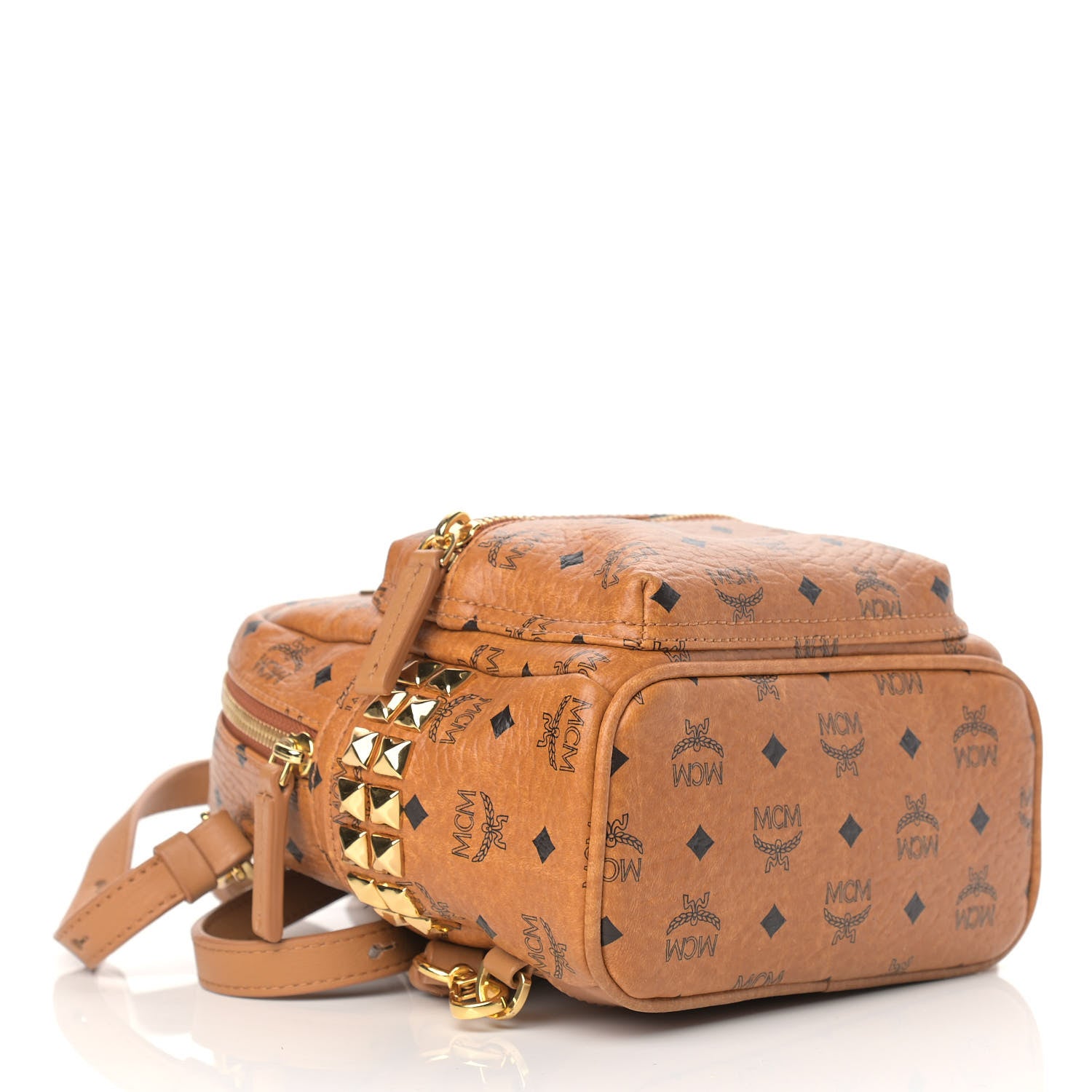 MCM Visetos Side Stud Mini Stark Backpack Cognac 4 of 10