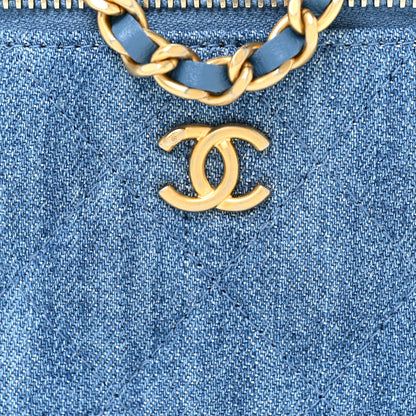Chanel Denim Quilted Mini Pearl Crush Vanity Case With Chain 8 of 11