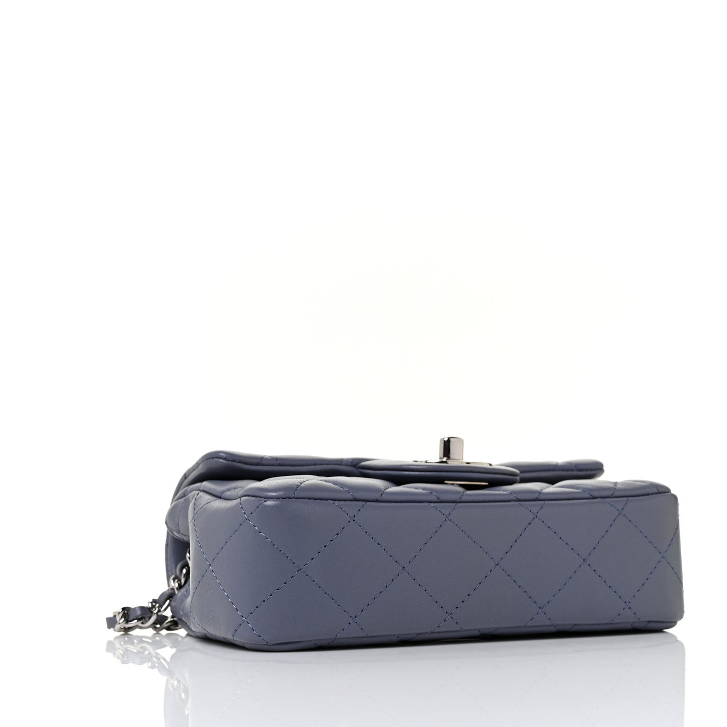 Lambskin Quilted Extra Mini Rectangular Flap Blue