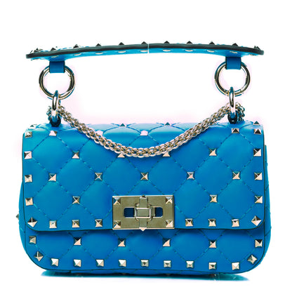 Valentino Garavani Calfskin Mini Rockstud Spike Shoulder Bag Blue Fluo 1 of 12