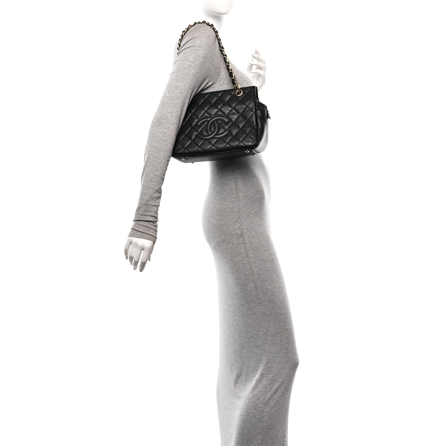 Caviar Quilted Petit Timeless Tote PTT Black