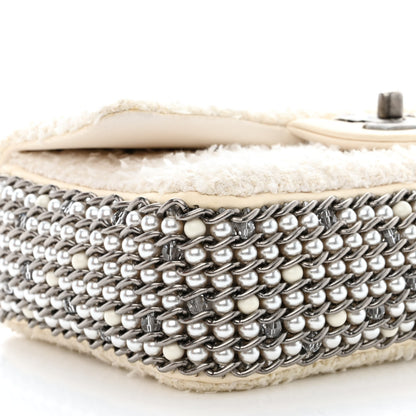 Chanel Tweed Quilted Mini Side Pearl Flap Bag Ecru White 9 of 12
