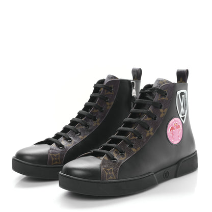 Louis Vuitton Calfskin Monogram Checkpoint Sneaker Boot 38.5 Black 3 of 8