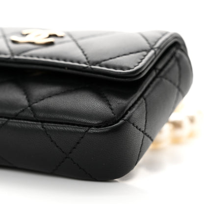 Chanel Lambskin Quilted Pearl Chain Belt Bag Black 11 of 11