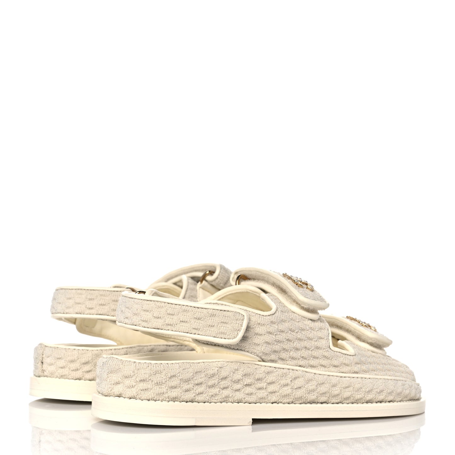 Knit Fabric Velcro Dad Sandals 36 Ivory