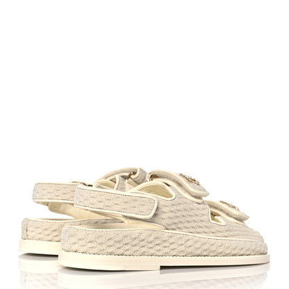 Chanel Knit Fabric Velcro Dad Sandals 36 Ivory 4 of 8