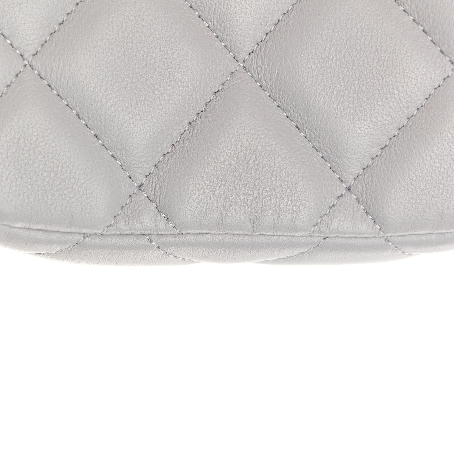 Chanel Calfskin Quilted Lady Handle Flap Card Holder With Chain Grey 11 of 12