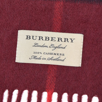Burberry Cashmere Giant Check Fringe Scarf Claret 6 of 6