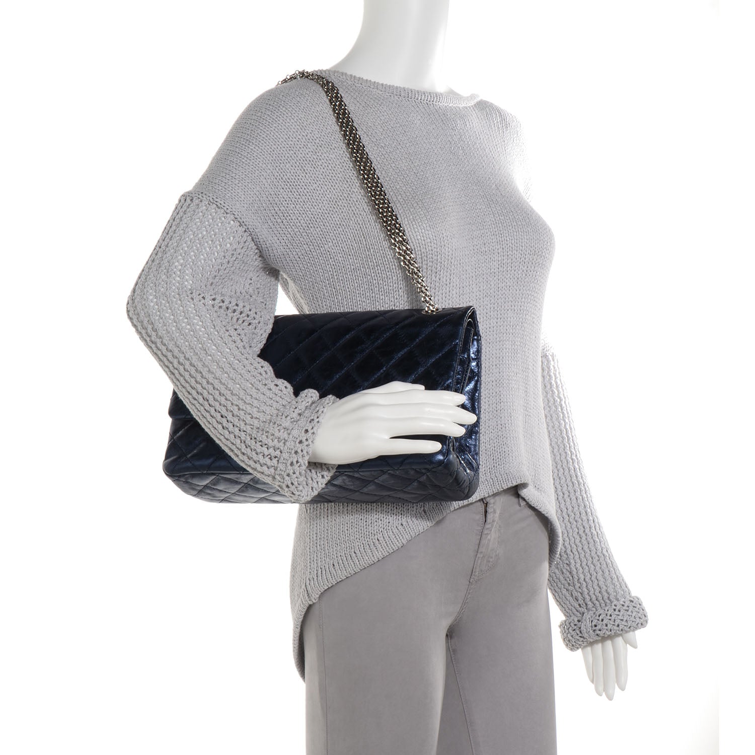 Chanel Calfskin 2.55 Reissue 226 Flap Metallic Blue 2 of 8