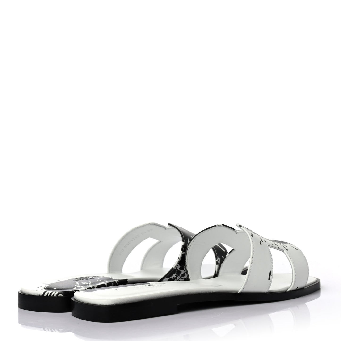 Calfskin Peinture Fraiche Oran Sandals 39.5 White Black