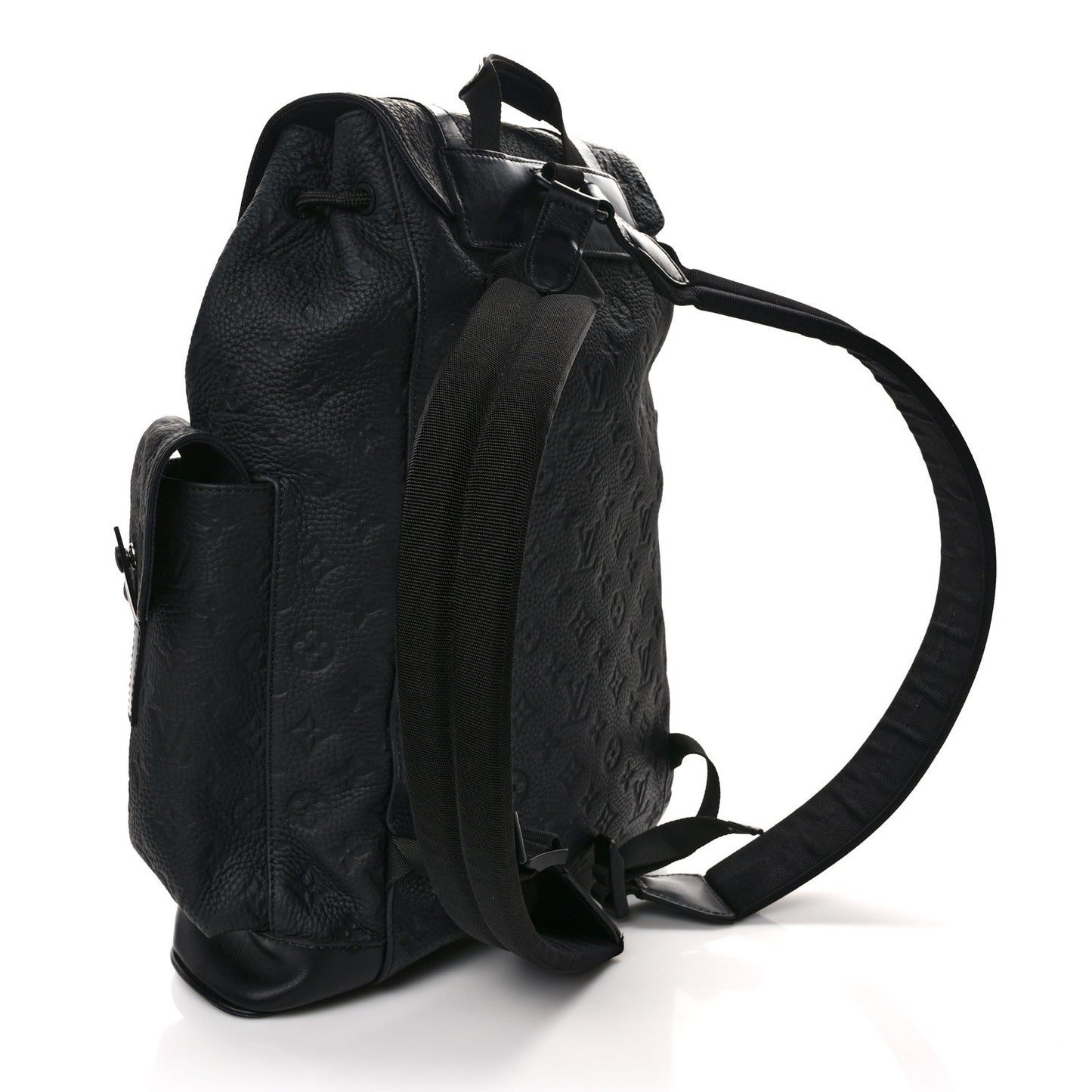 LOUIS VUITTON Taurillon Monogram Christopher MM Backpack Black