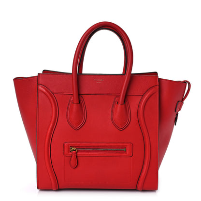 Celine Drummed Calfskin Mini Luggage Coquelicot 1 of 11