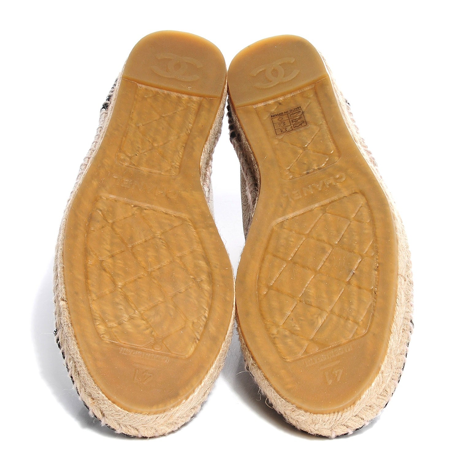 Chanel Crackled Calfskin High Top Espadrilles 41 Beige Black 5 of 8