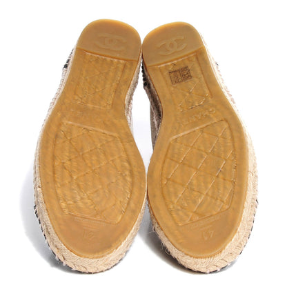 Chanel Crackled Calfskin High Top Espadrilles 41 Beige Black 5 of 8