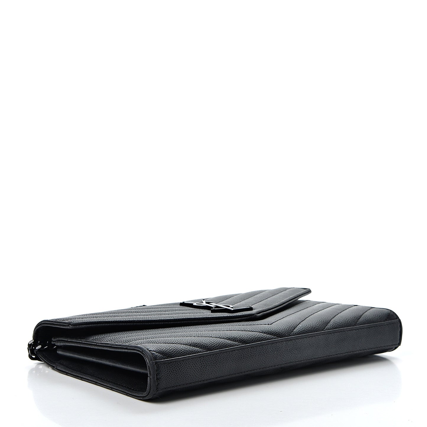 Grain De Poudre Matelasse Chevron Monogram Chain Wallet Black