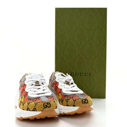Gucci Monogram Multicolor Demetra Womens Rhyton Sneakers 37.5 Yellow Blue Great White Tabasco 9 of 9