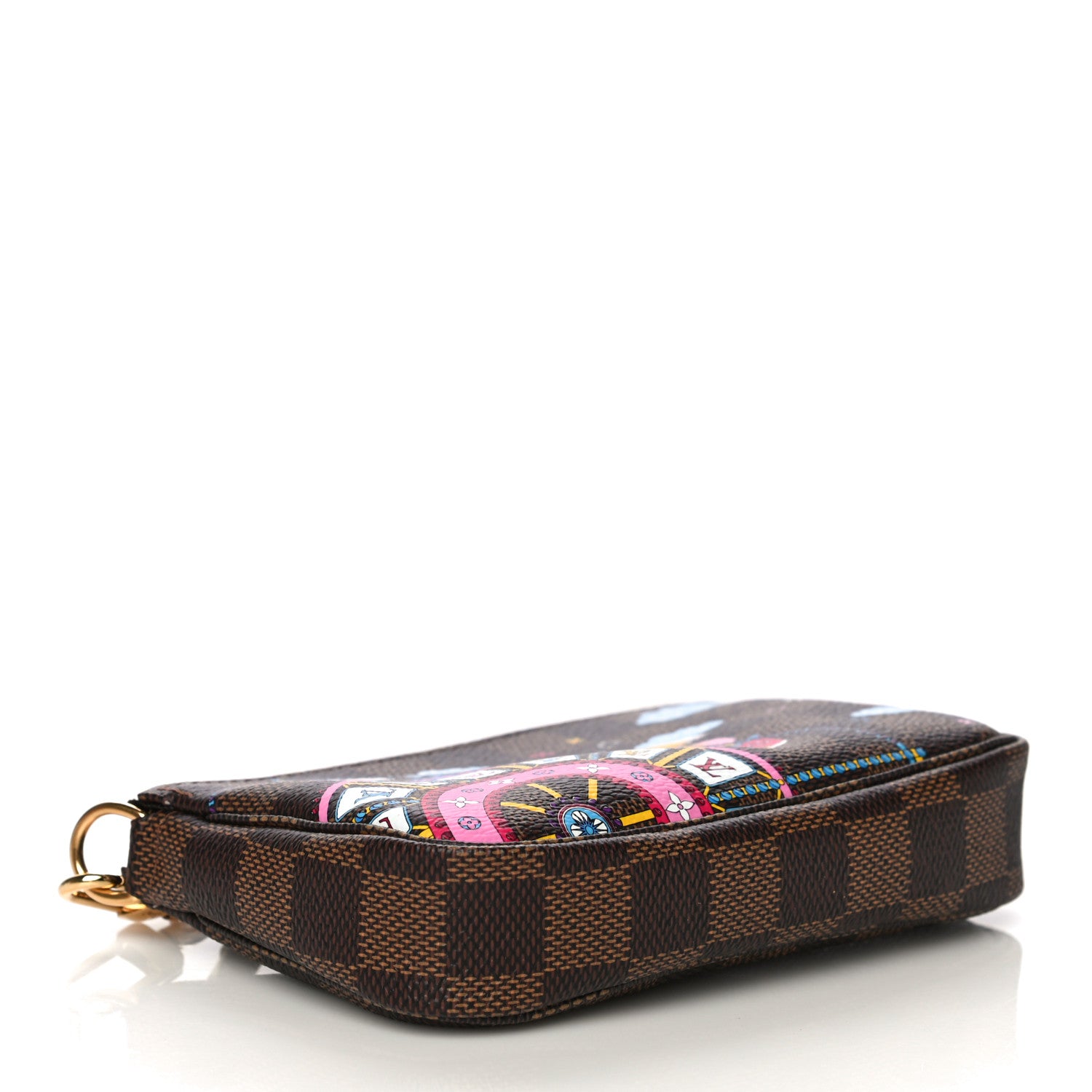 Louis Vuitton Damier Ebene 2020 Christmas Animation Big Wheel Mini Pochette Accessories Rose Ballerine 5 of 12