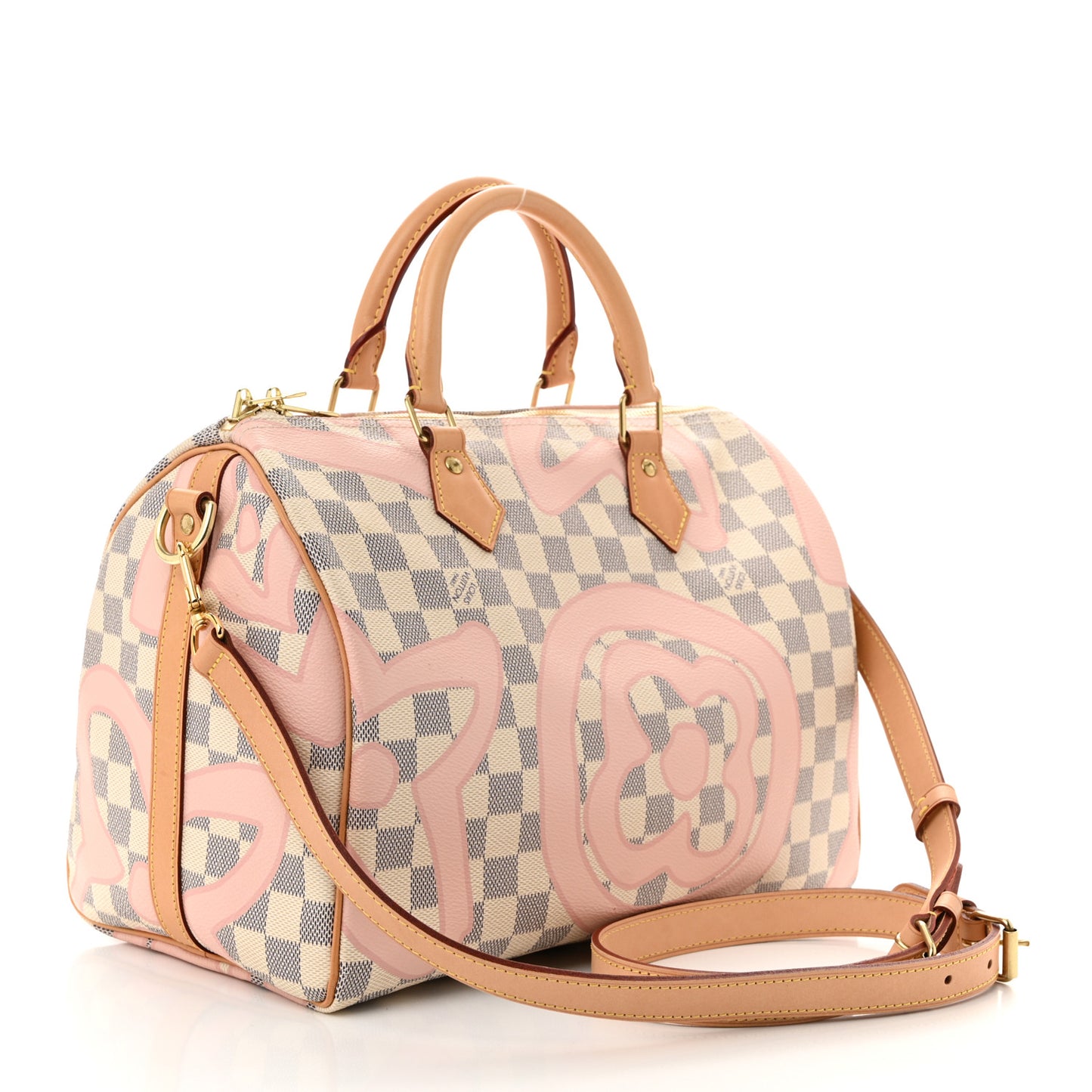 Damier Azur Tahitienne Speedy Bandouliere 30 Rose Ballerine