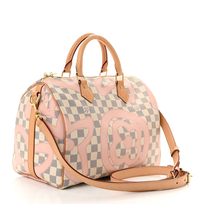 Louis Vuitton Damier Azur Tahitienne Speedy Bandouliere 30 Rose Ballerine 3 of 10