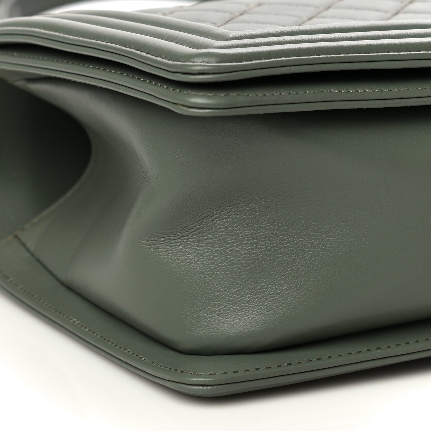 Calfskin Quilted Medium Boy Flap Dark Green