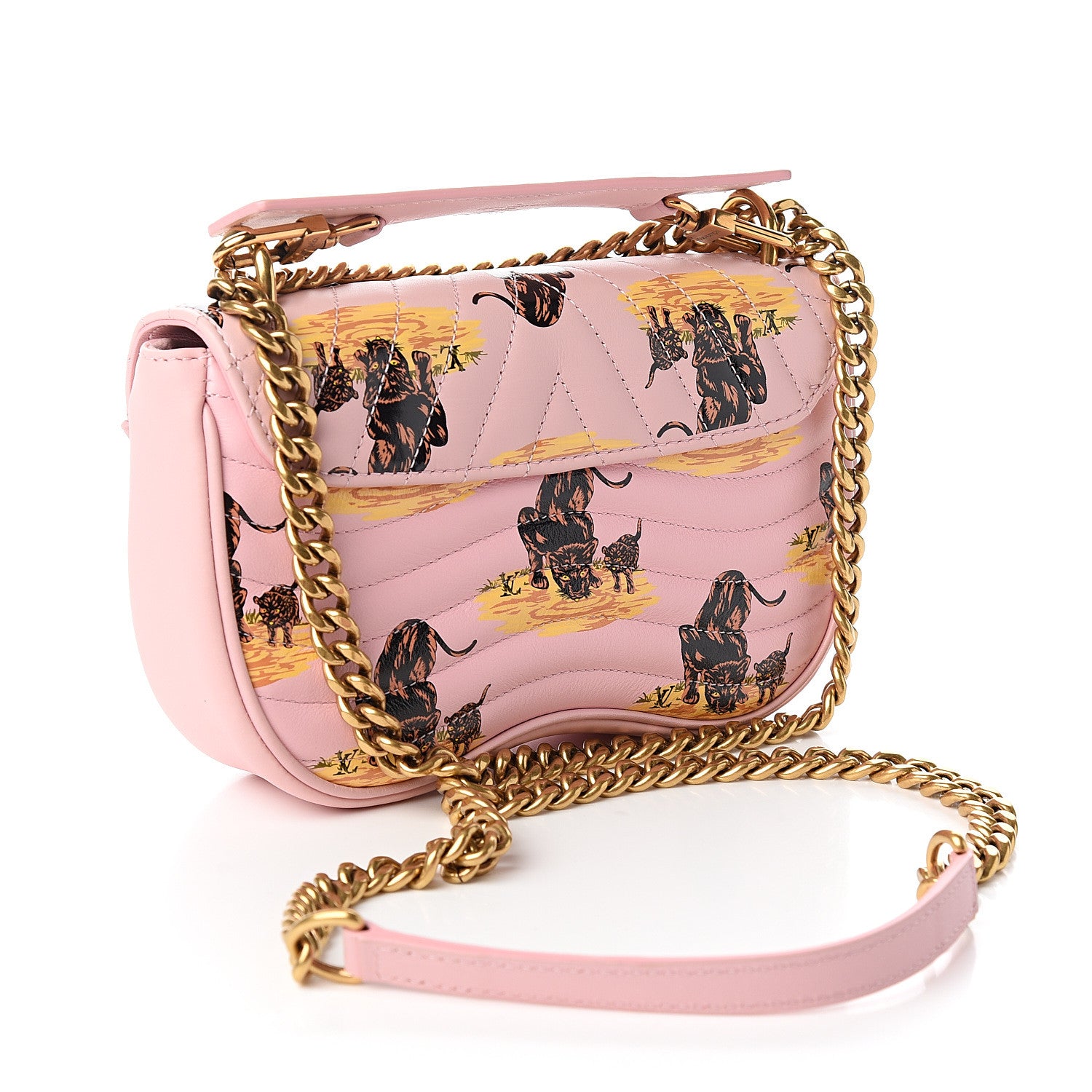 Louis Vuitton Calfskin Leopard Print New Wave Chain PM Light Pink 2 of 9