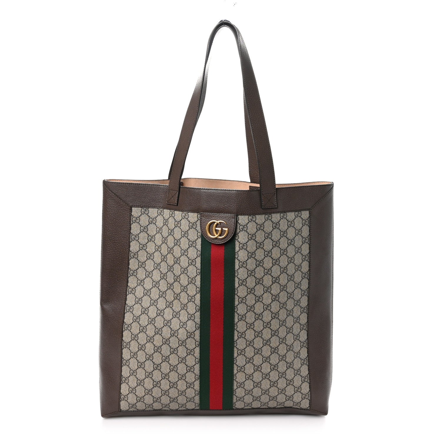 Gucci GG Supreme Monogram Web Large Ophidia Vertical Shopping Tote Brown 1 of 11