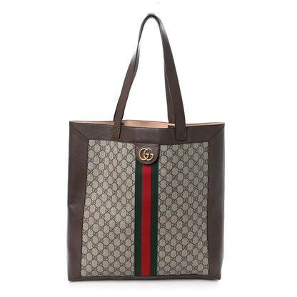 Gucci GG Supreme Monogram Web Large Ophidia Vertical Shopping Tote Brown 1 of 11