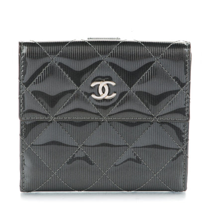 Chanel Striated Patent Quilted Compact French Flap Wallet Grey 1 of 8