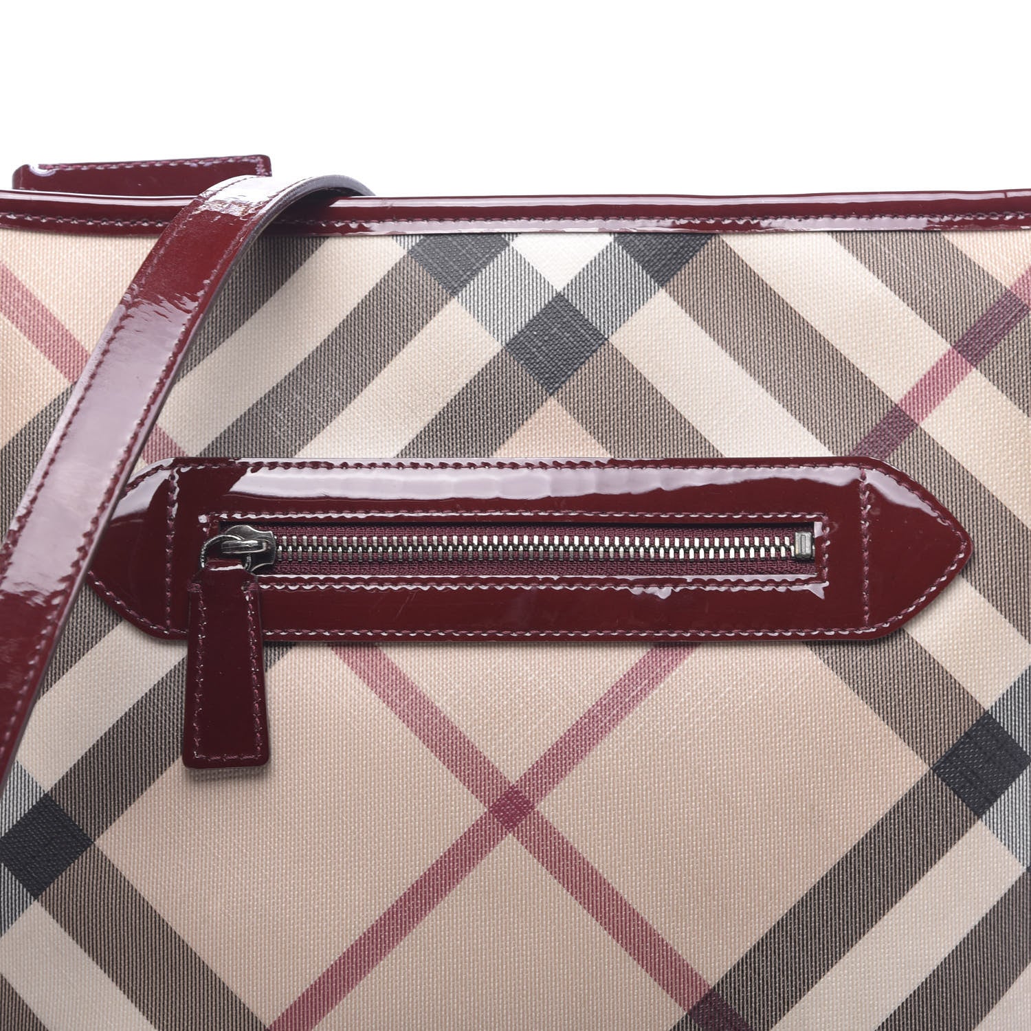 Burberry Patent Nova Check Dryden Crossbody Bag Dark Red 9 of 15