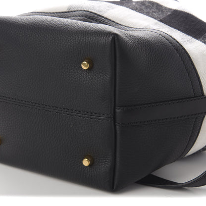Burberry Grainy Calfskin House Check Canvas Small Heston Crossbody White Black 10 of 10