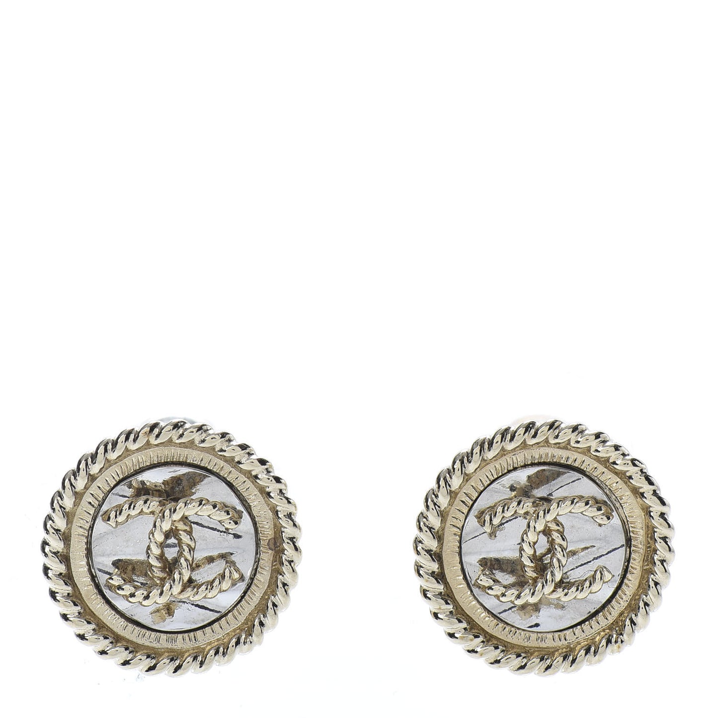 Twisted CC Round Earrings Gold Silver