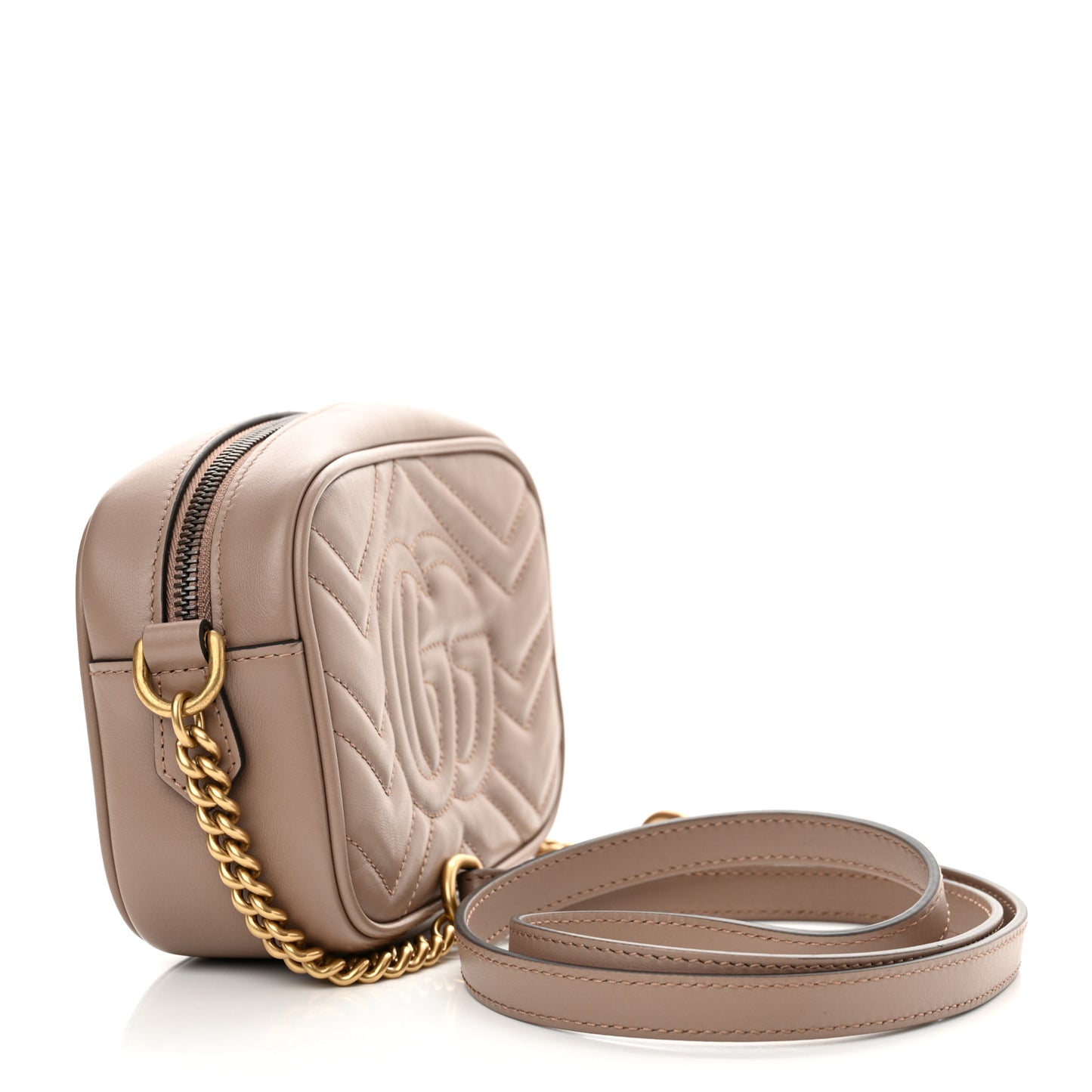 Calfskin Matelasse Mini GG Marmont Chain Shoulder Bag Porcelain Rose