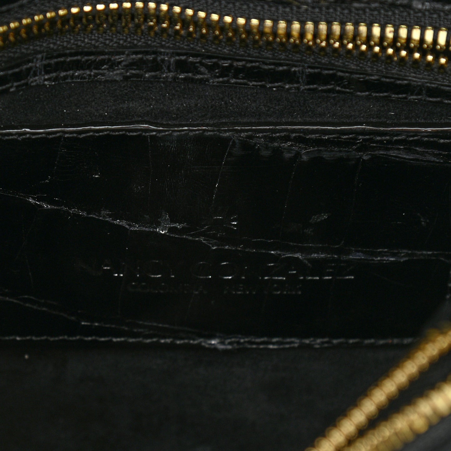Crocodile Raffia Mini Lily Top Handle Bag Black