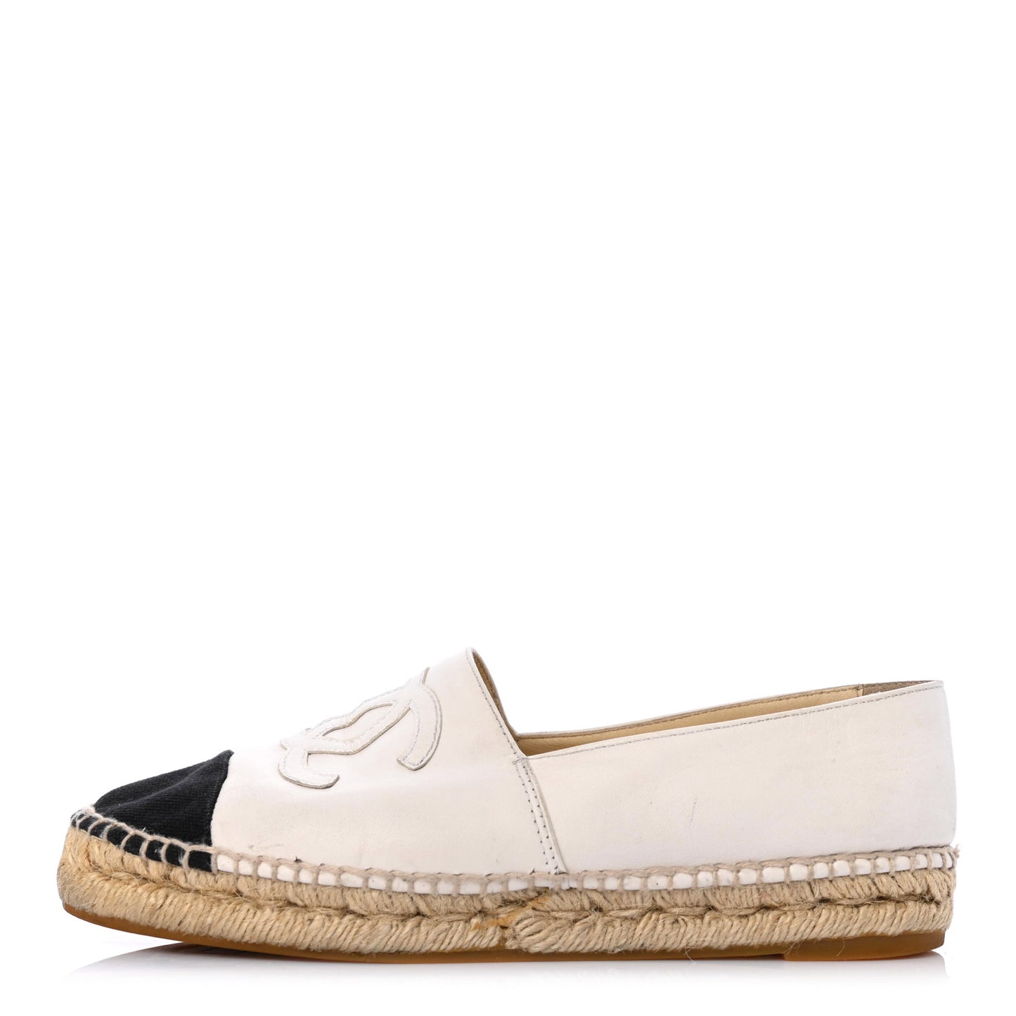 Lambskin CC Espadrilles 37 White Black