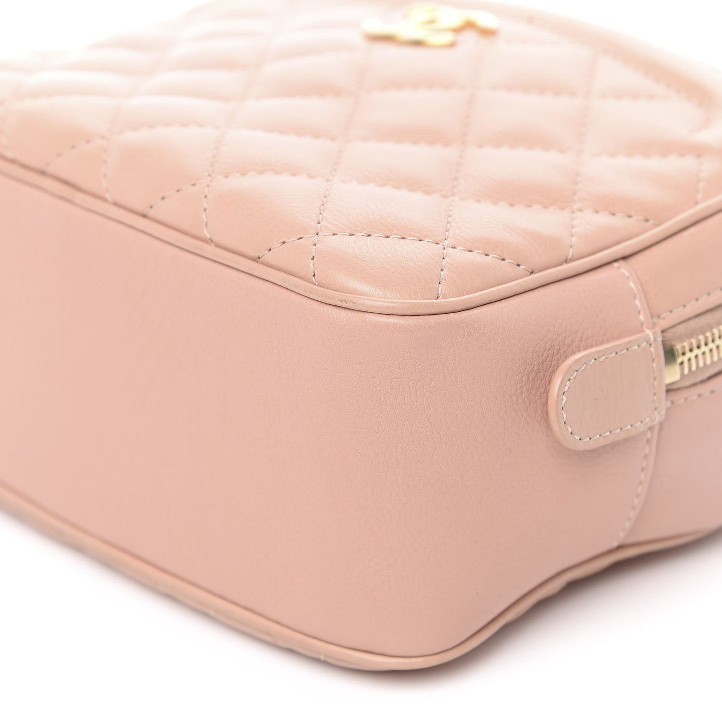 Calfskin Quilted CC Small Vanity Case Dark Beige