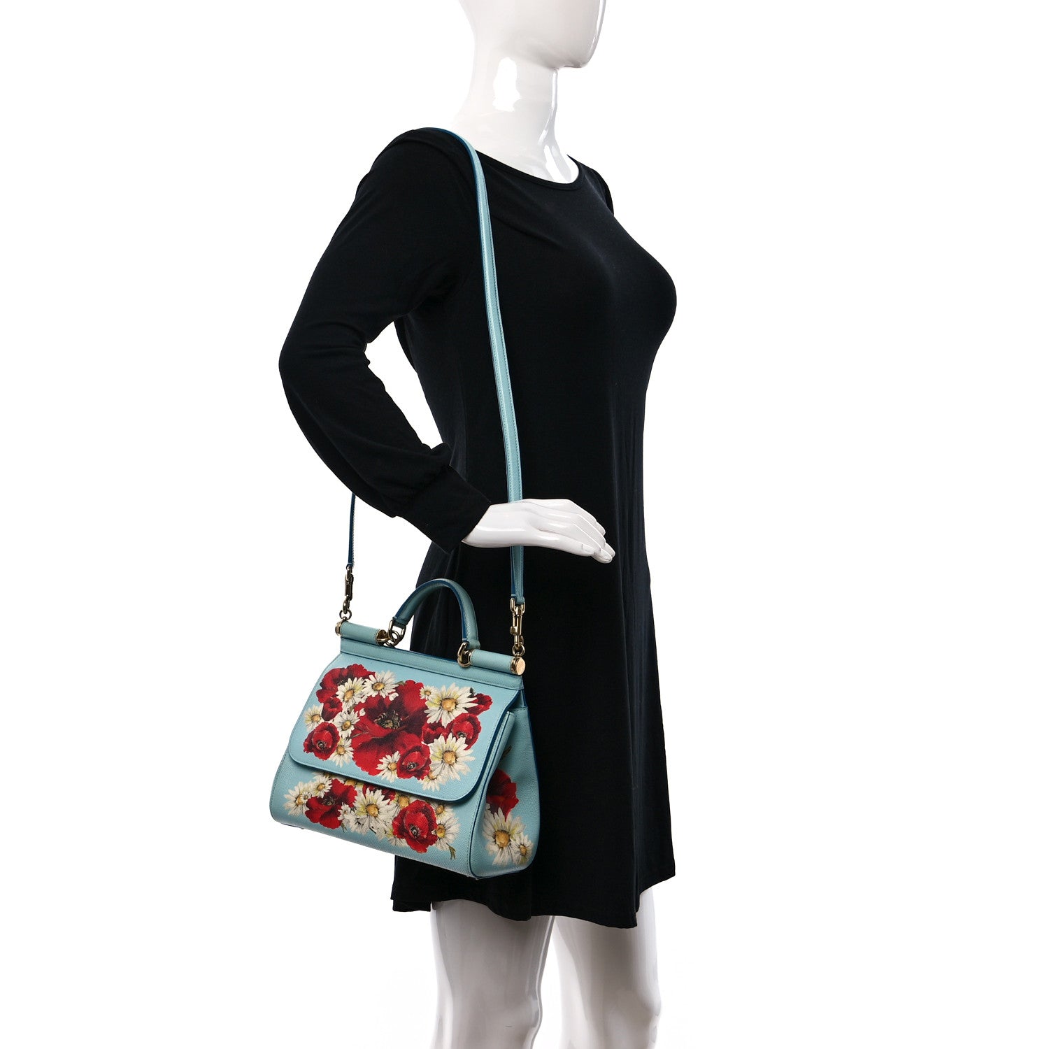 Dolce & Gabbana Dauphine St.Giap Papaveri Print Medium Miss Sicily Satchel Celeste 2 of 12