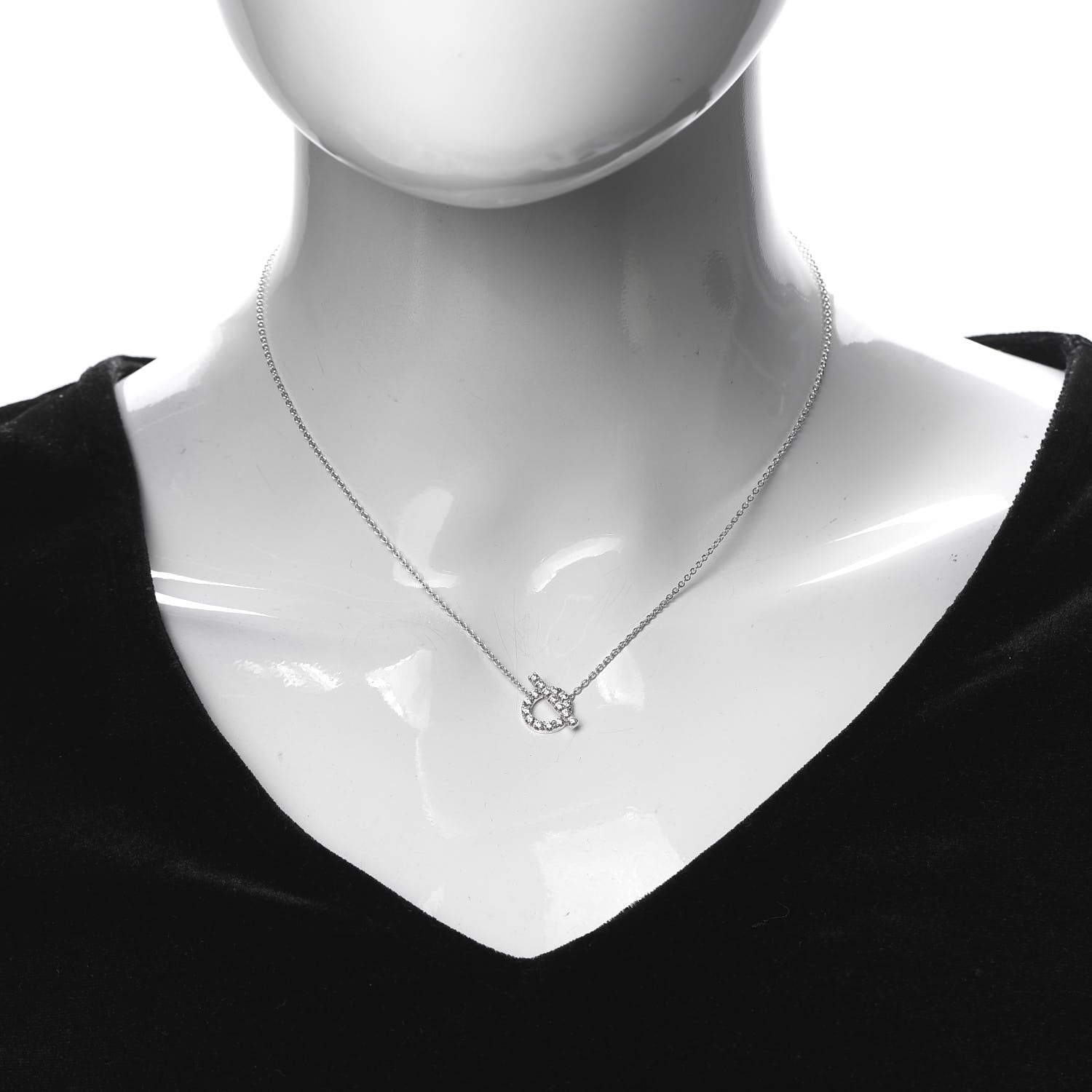 Hermes 18K White Gold Diamond Finesse Pendant Necklace 2 of 6
