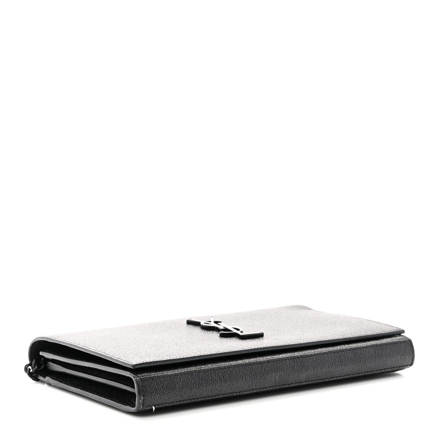 Saint Laurent Grained Metallic Calfskin Monogram Chain Wallet Black 4 of 11
