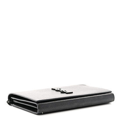 Saint Laurent Grained Metallic Calfskin Monogram Chain Wallet Black 4 of 11