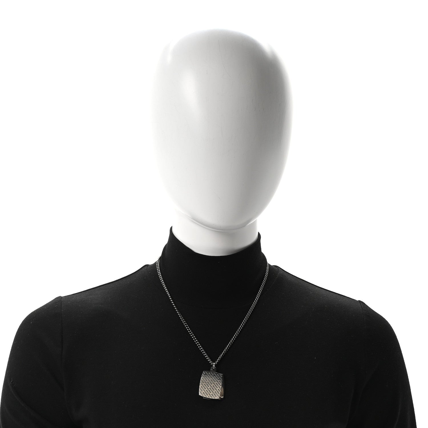 Balenciaga Stainless Steel Logo Locket Chain Necklace 2 of 4