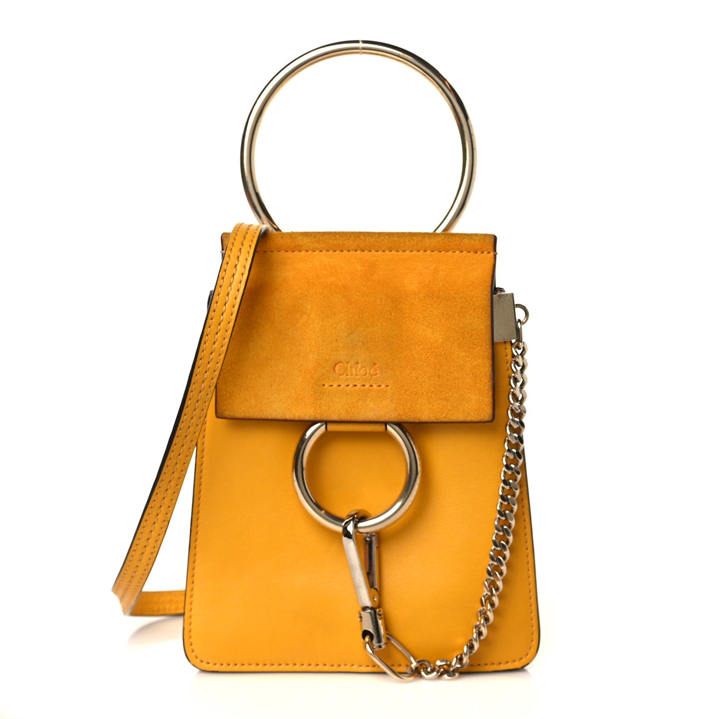 Suede Calfskin Mini Faye Bracelet Bag Sunflower